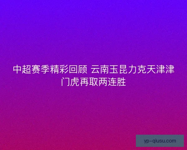中超赛季精彩回顾 云南玉昆力克天津津门虎再取两连胜