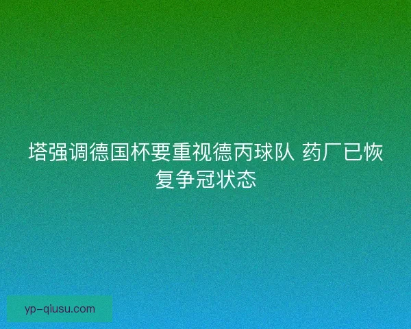 塔强调德国杯要重视德丙球队 药厂已恢复争冠状态